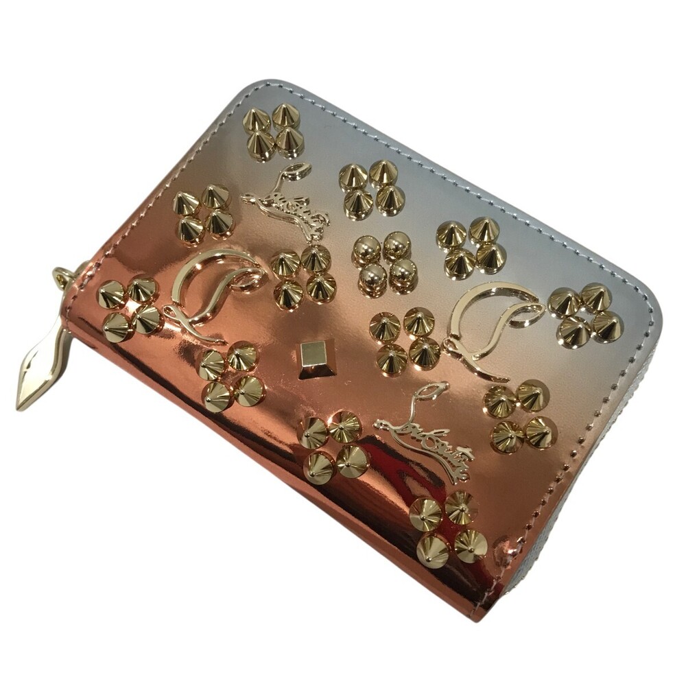 Christian Louboutin W PANETTONE Wallet Compact Zip Red Blue Louboutin